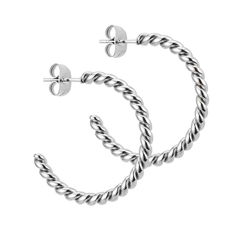 BONNYBIRD® Wasserfeste Edelstahl Ohrringe Damen in Silber, Gold & Roségold, Hypoallergen dank medizinischem Chirurgenstahl, Extra Leicht BonnySail Silber
