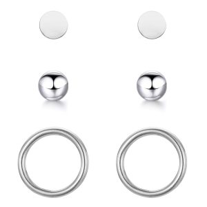 BONNYBIRD® Wasserfeste Edelstahl Ohrringe Damen in Silber, Gold & Roségold, Hypoallergen dank medizinischem Chirurgenstahl, Extra Leicht BonnyClassic Silber