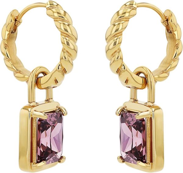JOOP! Creolen aus Edelstahl für Damen, Ohrschmuck, Gold, Silber, Kommt in Schmuck Geschenk Box, Geschenkidee RUBIN