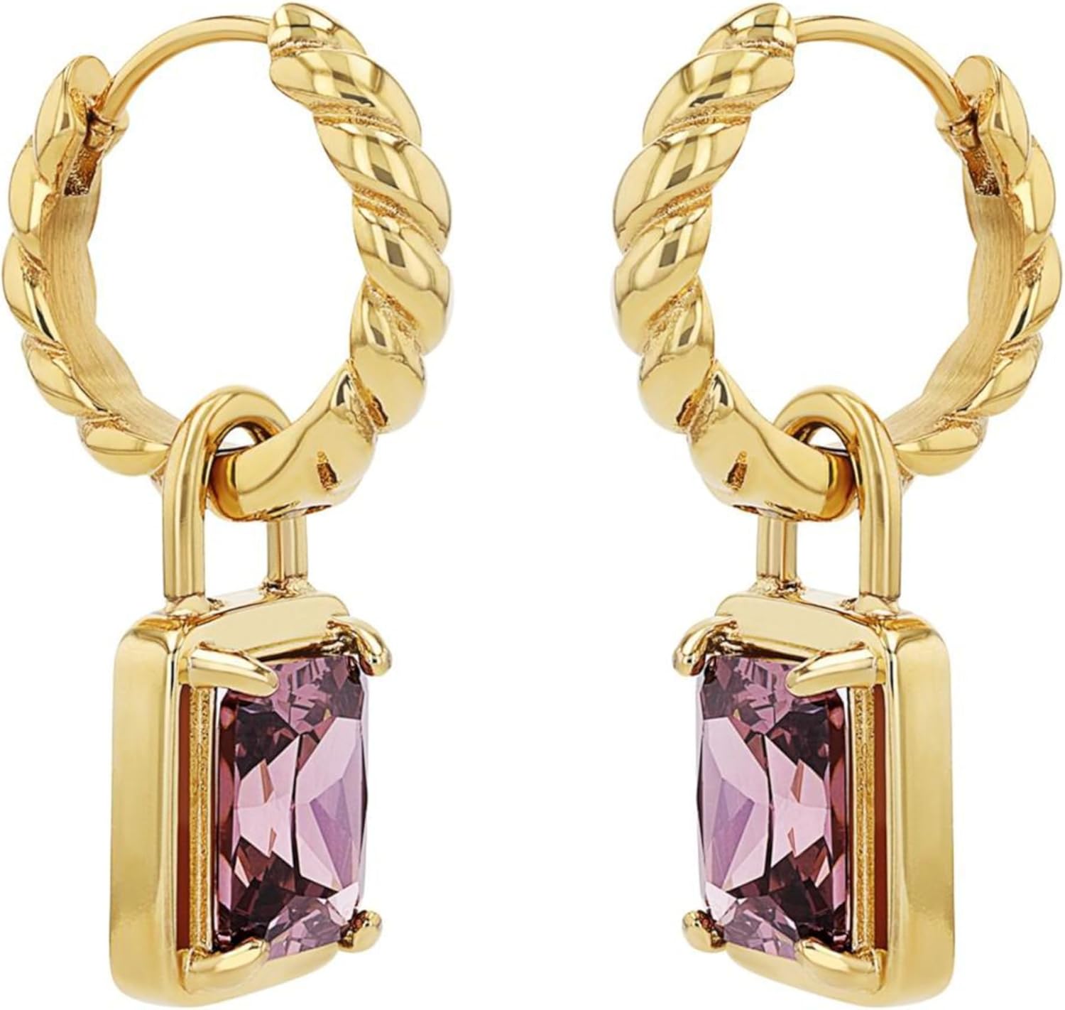 JOOP! Creolen aus Edelstahl für Damen, Ohrschmuck, Gold, Silber, Kommt in Schmuck Geschenk Box, Geschenkidee RUBIN