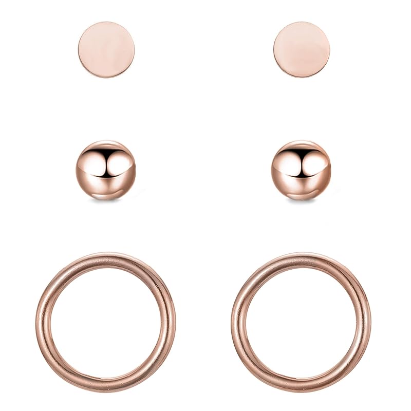 BONNYBIRD® Wasserfeste Edelstahl Ohrringe Damen in Silber, Gold & Roségold, Hypoallergen dank medizinischem Chirurgenstahl, Extra Leicht BonnyClassic Rosegold