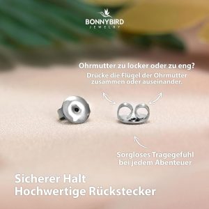 BONNYBIRD® Wasserfeste Edelstahl Ohrringe Damen in Silber, Gold & Roségold, Hypoallergen dank medizinischem Chirurgenstahl, Extra Leicht BonnySail Silber