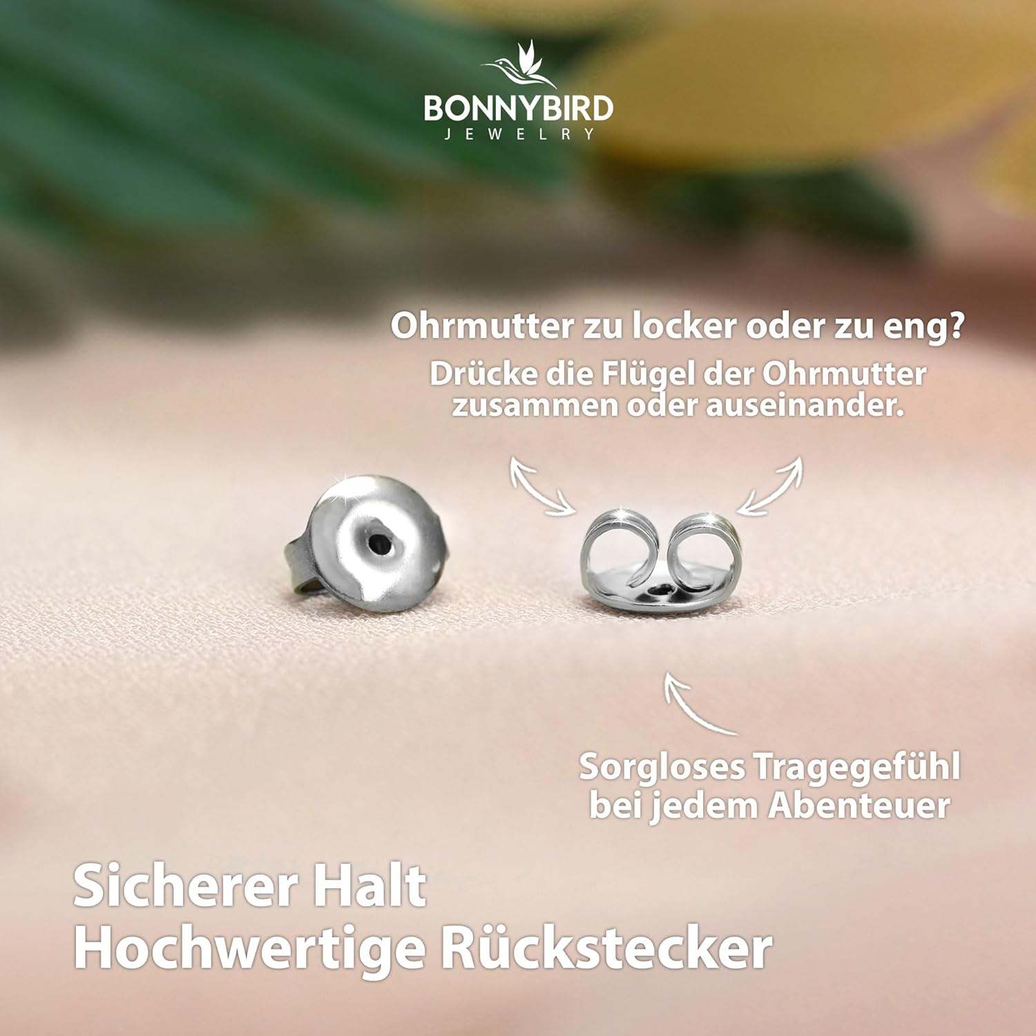 BONNYBIRD® Wasserfeste Edelstahl Ohrringe Damen in Silber, Gold & Roségold, Hypoallergen dank medizinischem Chirurgenstahl, Extra Leicht BonnySail Silber