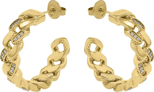 JOOP! Creolen aus Edelstahl für Damen, Ohrschmuck, Gold, Silber, Kommt in Schmuck Geschenk Box, Geschenkidee GOLD GLÄNZEND