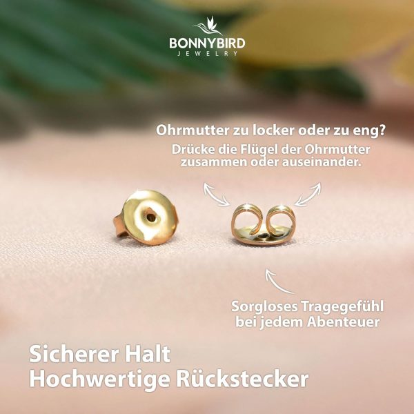 BONNYBIRD® Wasserfeste Edelstahl Ohrringe Damen in Silber, Gold & Roségold, Hypoallergen dank medizinischem Chirurgenstahl, Extra Leicht BonnySail Gold