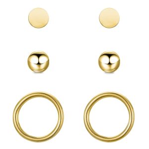BONNYBIRD® Wasserfeste Edelstahl Ohrringe Damen in Silber, Gold & Roségold, Hypoallergen dank medizinischem Chirurgenstahl, Extra Leicht BonnyClassic Gold