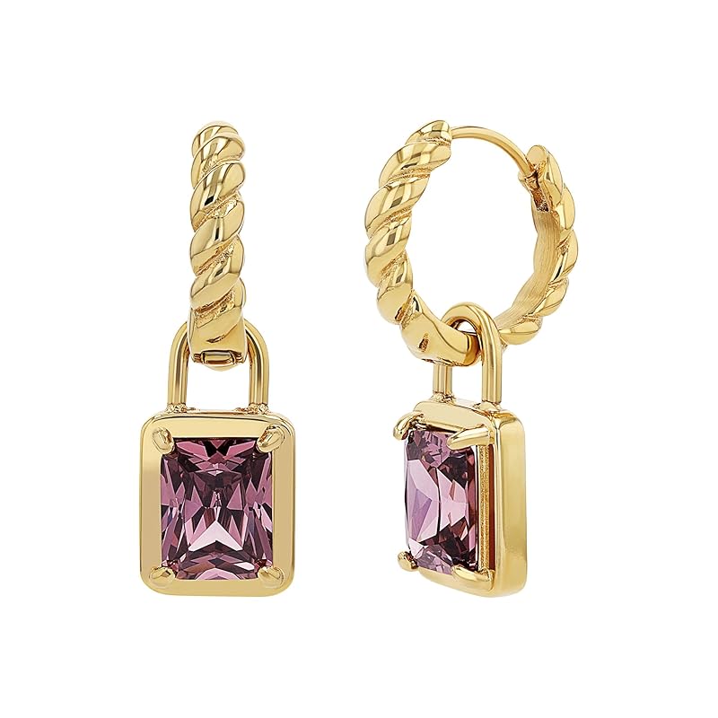 JOOP! Creolen aus Edelstahl für Damen, Ohrschmuck, Gold, Silber, Kommt in Schmuck Geschenk Box, Geschenkidee RUBIN
