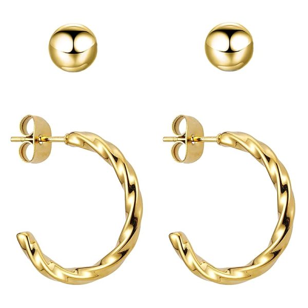 BONNYBIRD® Wasserfeste Edelstahl Ohrringe Damen in Silber, Gold & Roségold, Hypoallergen dank medizinischem Chirurgenstahl, Extra Leicht BonnyTwist Gold