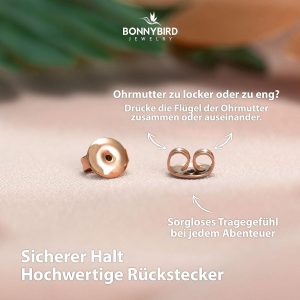 BONNYBIRD® Wasserfeste Edelstahl Ohrringe Damen in Silber, Gold & Roségold, Hypoallergen dank medizinischem Chirurgenstahl, Extra Leicht BonnySail Roségold