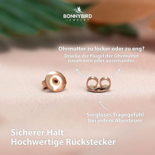 BONNYBIRD® Wasserfeste Edelstahl Ohrringe Damen in Silber, Gold & Roségold, Hypoallergen dank medizinischem Chirurgenstahl, Extra Leicht BonnySail Roségold