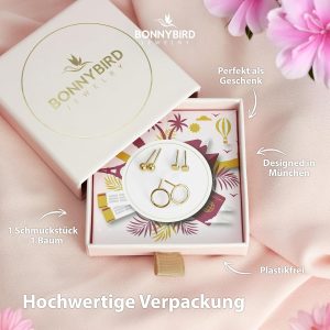 BONNYBIRD® Wasserfeste Edelstahl Ohrringe Damen in Silber, Gold & Roségold, Hypoallergen dank medizinischem Chirurgenstahl, Extra Leicht BonnyClassic Gold