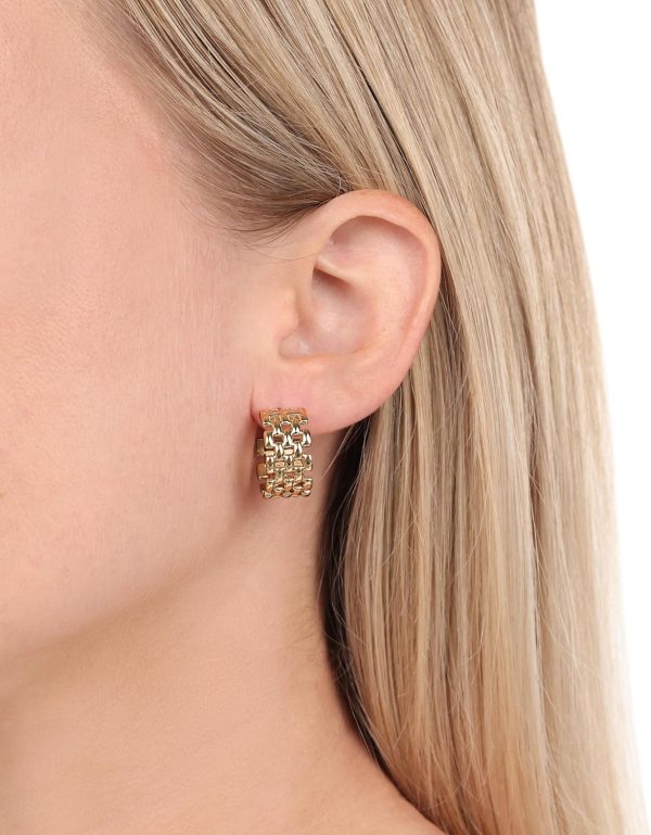 JOOP! Creolen aus Edelstahl für Damen, Ohrschmuck, Gold, Silber, Kommt in Schmuck Geschenk Box, Geschenkidee MESH
