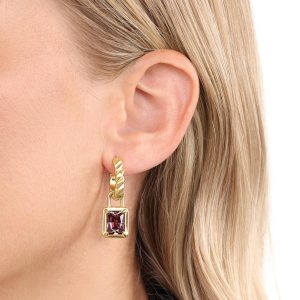 JOOP! Creolen aus Edelstahl für Damen, Ohrschmuck, Gold, Silber, Kommt in Schmuck Geschenk Box, Geschenkidee RUBIN
