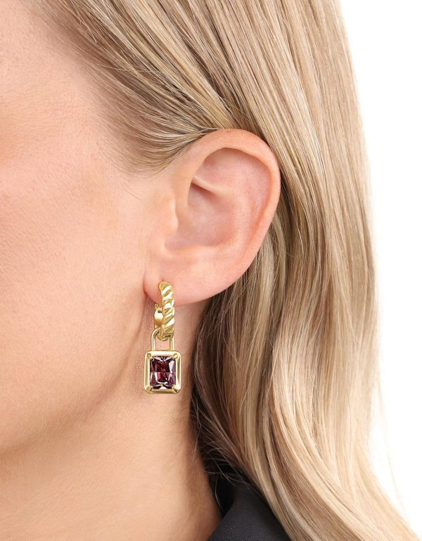 JOOP! Creolen aus Edelstahl für Damen, Ohrschmuck, Gold, Silber, Kommt in Schmuck Geschenk Box, Geschenkidee RUBIN