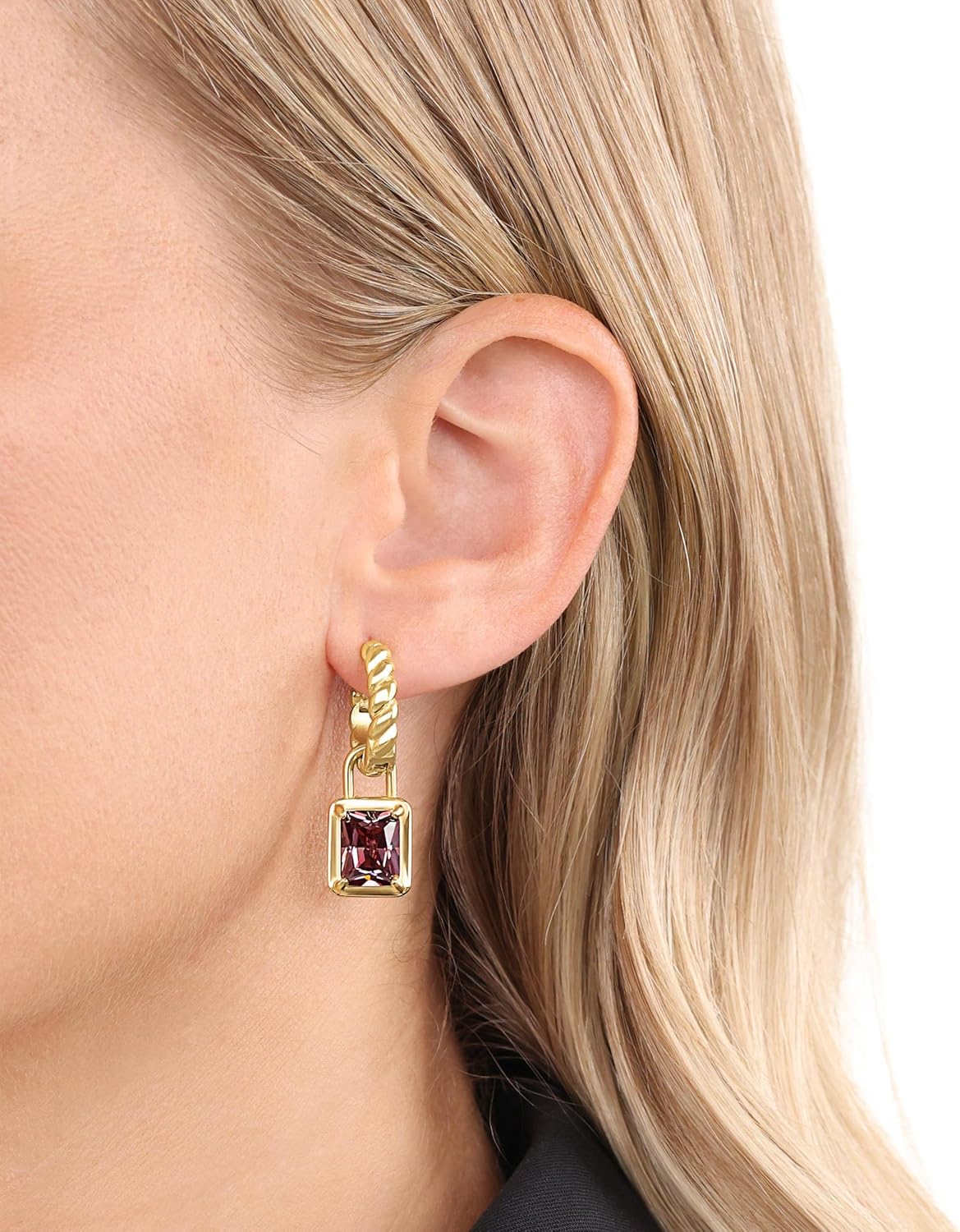 JOOP! Creolen aus Edelstahl für Damen, Ohrschmuck, Gold, Silber, Kommt in Schmuck Geschenk Box, Geschenkidee RUBIN