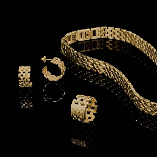 JOOP! Creolen aus Edelstahl für Damen, Ohrschmuck, Gold, Silber, Kommt in Schmuck Geschenk Box, Geschenkidee MESH