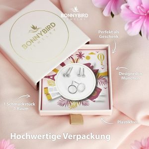 BONNYBIRD® Wasserfeste Edelstahl Ohrringe Damen in Silber, Gold & Roségold, Hypoallergen dank medizinischem Chirurgenstahl, Extra Leicht BonnyClassic Silber