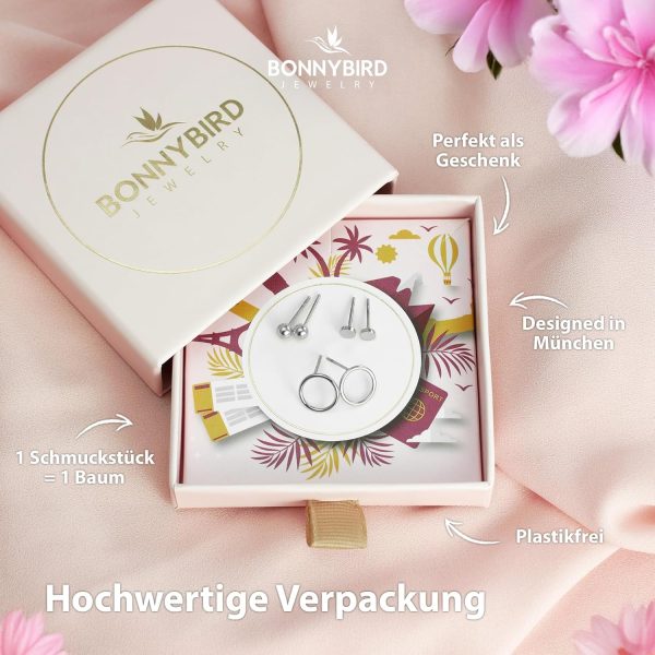 BONNYBIRD® Wasserfeste Edelstahl Ohrringe Damen in Silber, Gold & Roségold, Hypoallergen dank medizinischem Chirurgenstahl, Extra Leicht BonnyClassic Silber