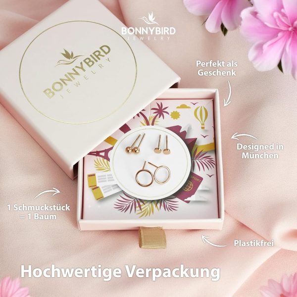 BONNYBIRD® Wasserfeste Edelstahl Ohrringe Damen in Silber, Gold & Roségold, Hypoallergen dank medizinischem Chirurgenstahl, Extra Leicht BonnyClassic Rosegold