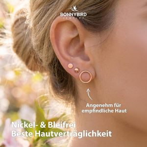 BONNYBIRD® Wasserfeste Edelstahl Ohrringe Damen in Silber, Gold & Roségold, Hypoallergen dank medizinischem Chirurgenstahl, Extra Leicht BonnyClassic Rosegold
