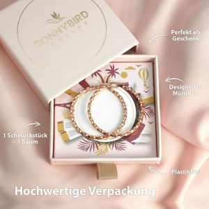 BONNYBIRD® Wasserfeste Edelstahl Creolen Groß in Silber, Gold & Roségold - Ohrringe Damen aus hochwertigem Chirurgenstahl, 100% Wasserfest & Hautverträglich "BonnyFly" (40 mm) BonnyFly Roségold
