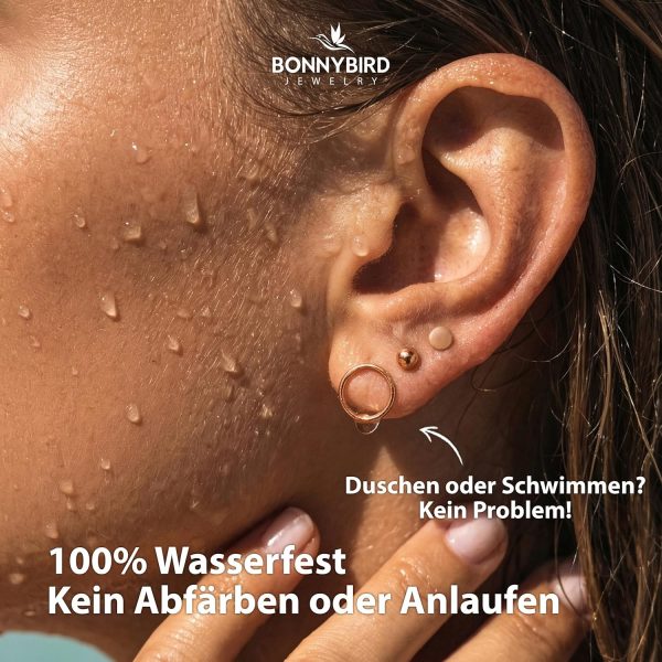 BONNYBIRD® Wasserfeste Edelstahl Ohrringe Damen in Silber, Gold & Roségold, Hypoallergen dank medizinischem Chirurgenstahl, Extra Leicht BonnyClassic Rosegold