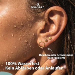 BONNYBIRD® Wasserfeste Edelstahl Ohrringe Damen in Silber, Gold & Roségold, Hypoallergen dank medizinischem Chirurgenstahl, Extra Leicht BonnyClassic Gold
